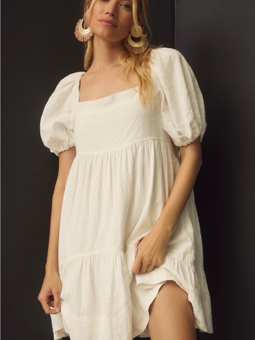 Pilcro Square-Neck Textured Babydoll Dress